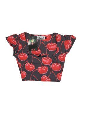 Omighty Pop My Cherry Crop Top in Black Red